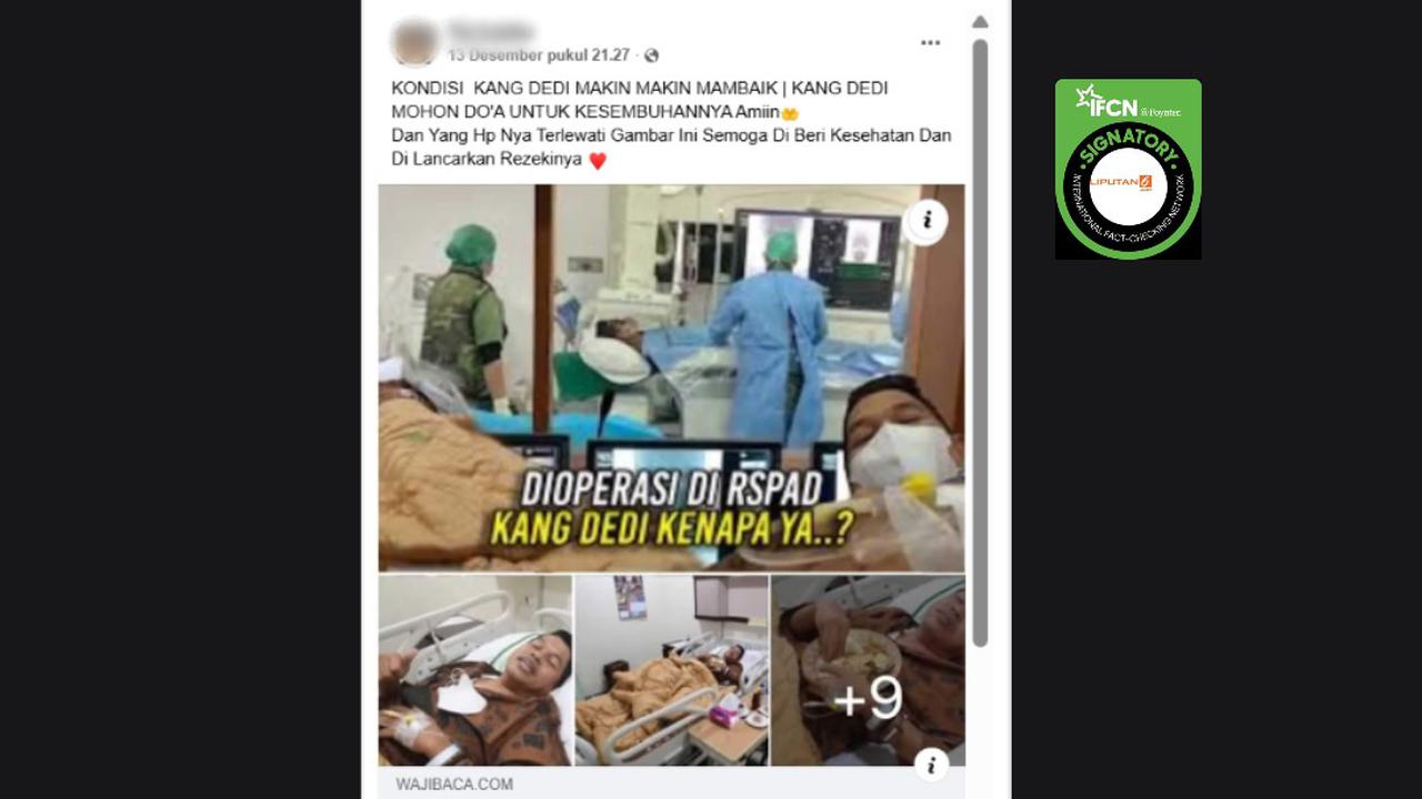 Cek Fakta: Foto Dedi Mulyadi Dioperasi di RSPAD Peristiwa Lama pada 2022