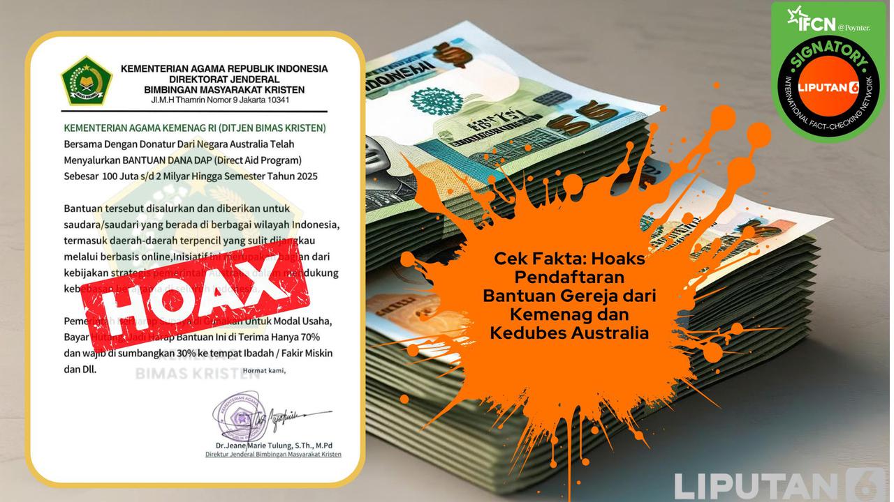 Cek Fakta: Hoaks Tautan Pendaftaran Bantuan Gereja dari Kemenag dan Kedubes Australia