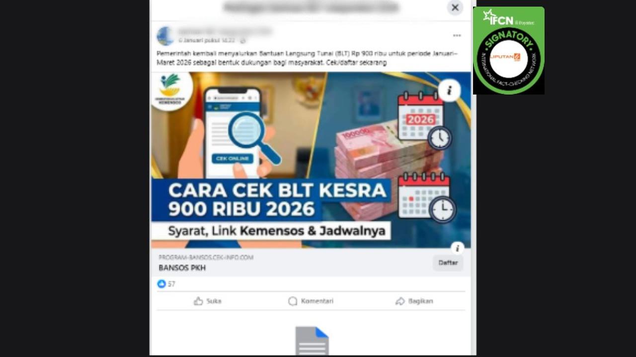 Cek Fakta: Tidak Benar Link Cara Cek BLT Kesra Periode Januari-Maret 2026