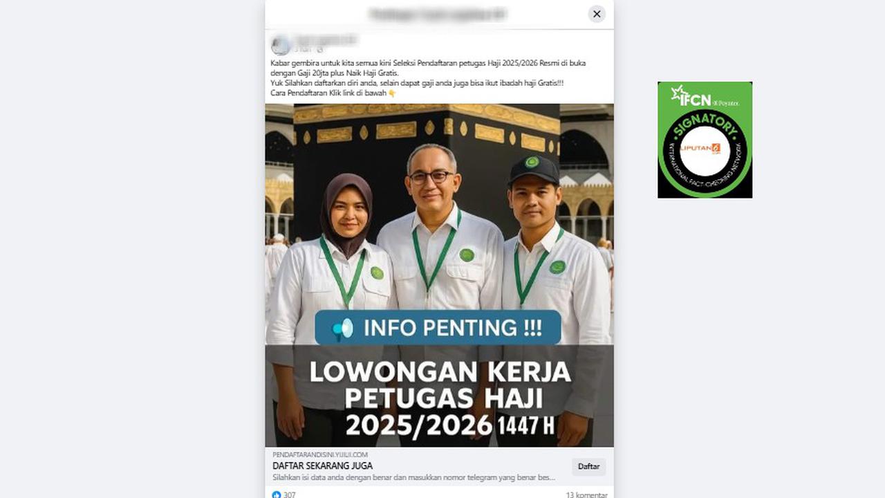 Cek Fakta: Tidak Benar Link Ini Pendaftaran Petugas Haji 2025/2026