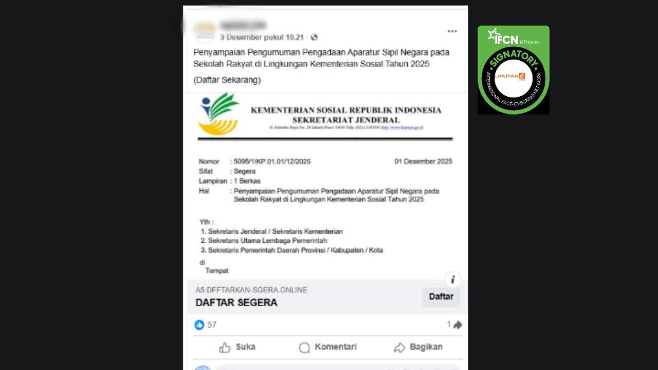 Cek Fakta: Tidak Benar Link Pendaftaran ASN pada Guru Rakyat