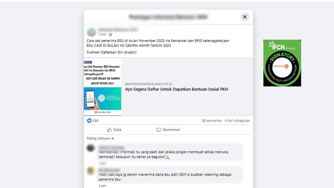 Cek Fakta: Tidak Benar Link Pendaftaran BSU November 2025