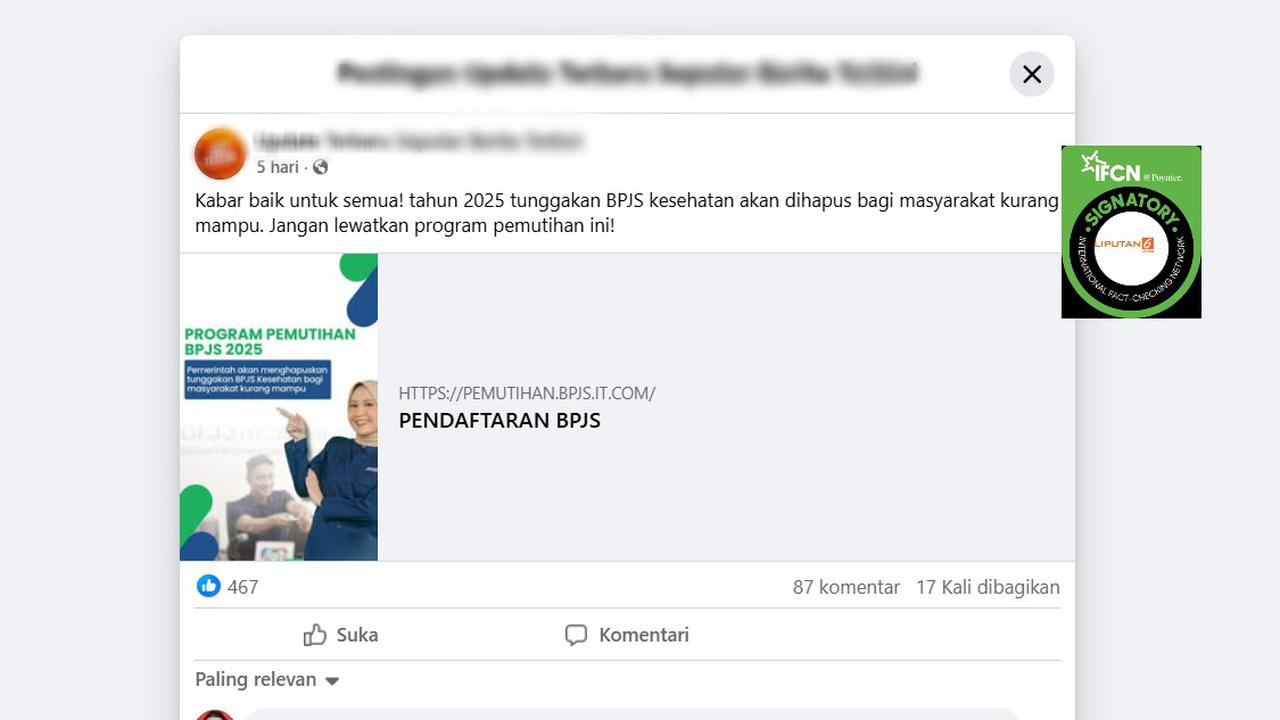 Cek Fakta: Tidak Benar Link Pendaftaran Program Pemutihan Tunggakan BPJS Kesehatan mental