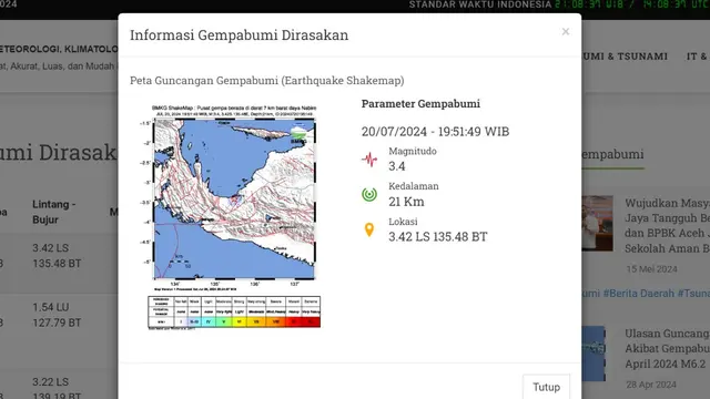 Gempa Hari Ini Sabtu 20 Juli 2024: Terjadi Dua Kali saat Akhir Pekan di Indonesia - News Berita