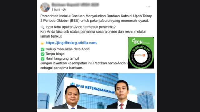 Jangan Percaya Kabar Pencairan BSU Tahap 2, Ini Alasannya - Cek Fakta berita69.org
